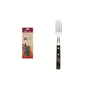 Conjunto garfos inox 6 peças polywood castanho tramontina