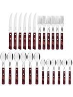 Conjunto de talheres com colher faca e garfo inox 24 peças polywood tramontina