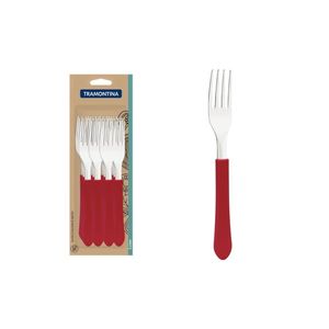 Conjunto garfos mesa inox 12 peças leme vermelho tramontina