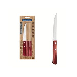 Conjunto faca churrasco inox 6 peças polywood vermelho tramontina