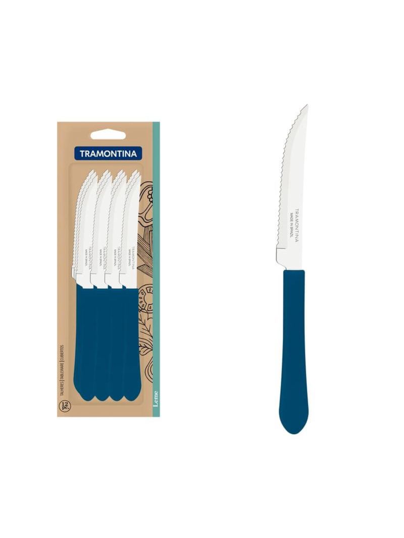 Conjunto facas churrasco inox 12 peças leme azul tramontina
