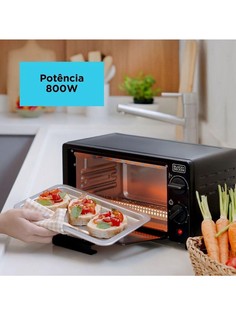 Forno elétrico black+decker ft9n 9l timer 60min vidro temperado 250°c