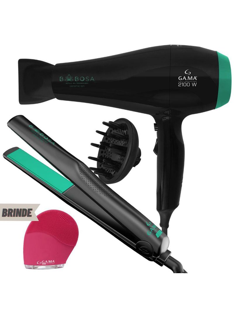 Kit prancha e secador de cabelo babosa  + brinde 127v