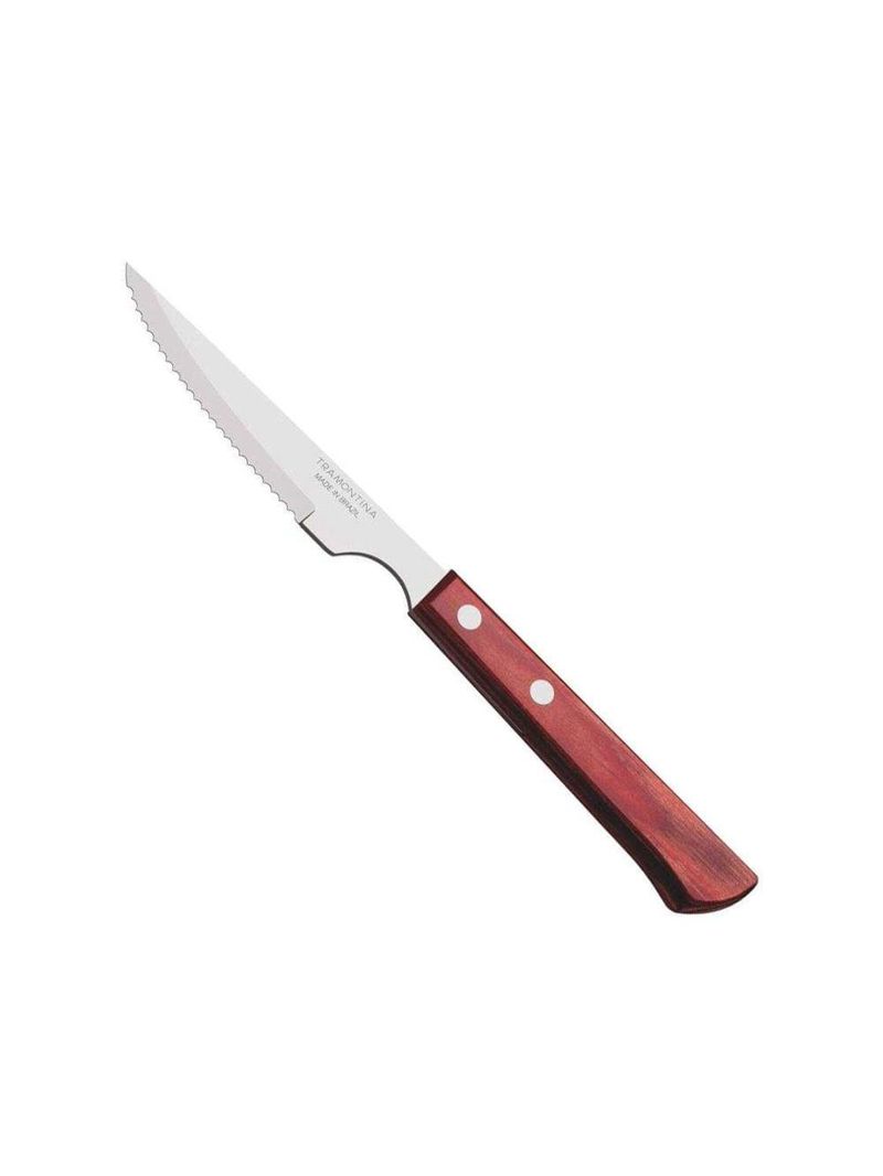 Faca churrasco inox 4 polywood vermelho tramontina