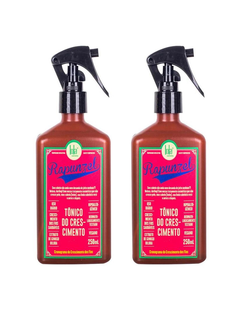 Lola cosmetics rapunzel kit com 2x tônicos do crescimento
