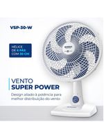 Ventilador De Mesa Mondial - 06 Pás - Vsp-30-w Vent 30cm Vsp-30-w 127v/60hz Super Power