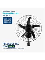 Ventilador De Parede Turbo 50cm Pro 5 Pás Mondial Preto 150W NVP-PRO-50 110V