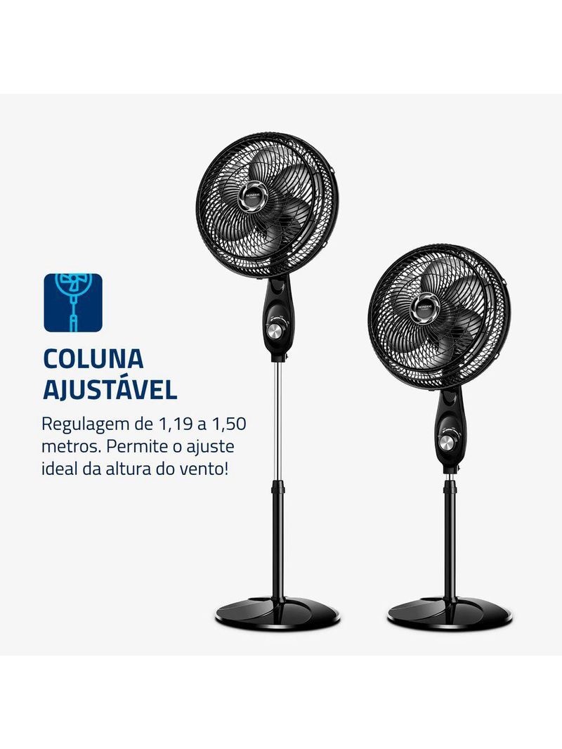Ventilador De Coluna Mondial 30cm 6 Pás Turbo VT-30C-NB Preto Prata 220V