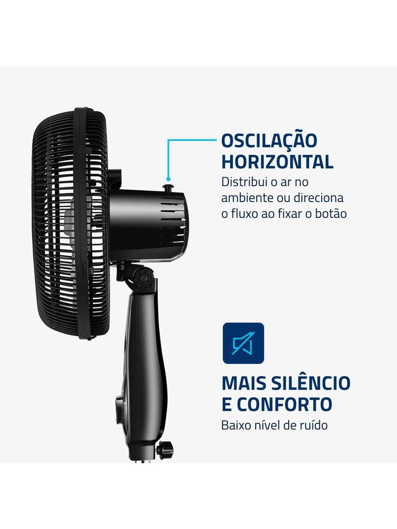 Ventilador De Coluna Mondial 30cm 6 Pás Turbo VT-30C-NB Preto Prata 220V