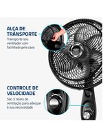 Ventilador De Coluna Mondial 30cm 6 Pás Turbo VT-30C-NB Preto Prata 220V