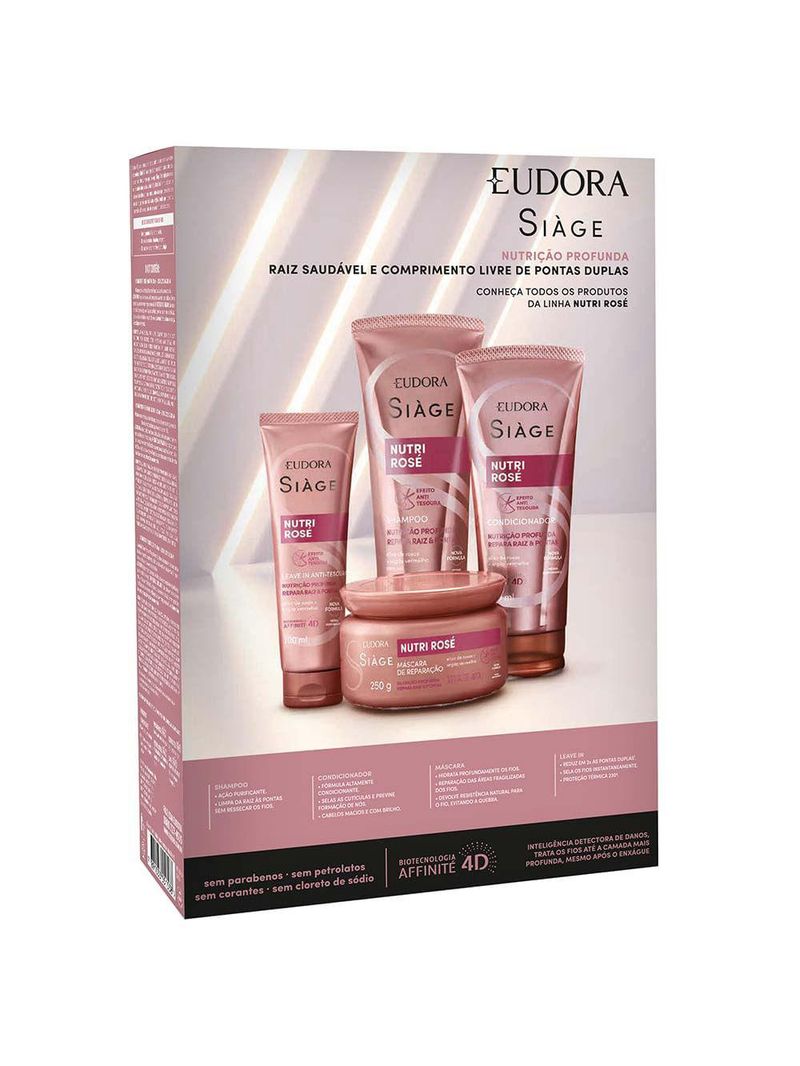 Eudora siage nutri rose kit shampoo + condicionador + leave-in