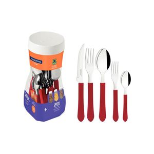 Faqueiro inox 20 peças leme vermelho tramontina