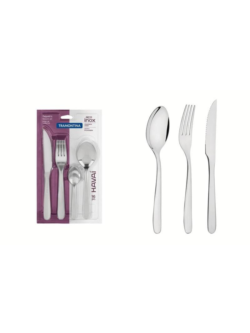 Faqueiro aço inox 16 peças havai churrasco tramontina