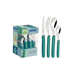 Faqueiro tramontina carmel inox turquesa médio 24 peças