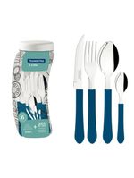 Faqueiro tramontina leme inox azul oceano com pote plástico 24 peças