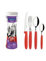 Faqueiro tramontina ipanema inox vermelho com pote plástico 24 peças