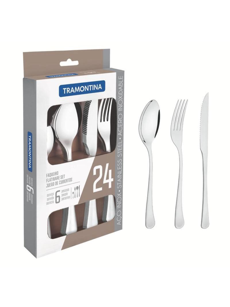 Faqueiro tramontina havana  inox com faca para churrasco 24 peças