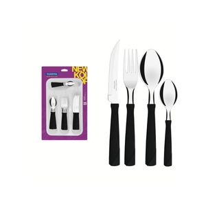 Faqueiro tramontina new kolor inox preto com gaveteiro 25 peças