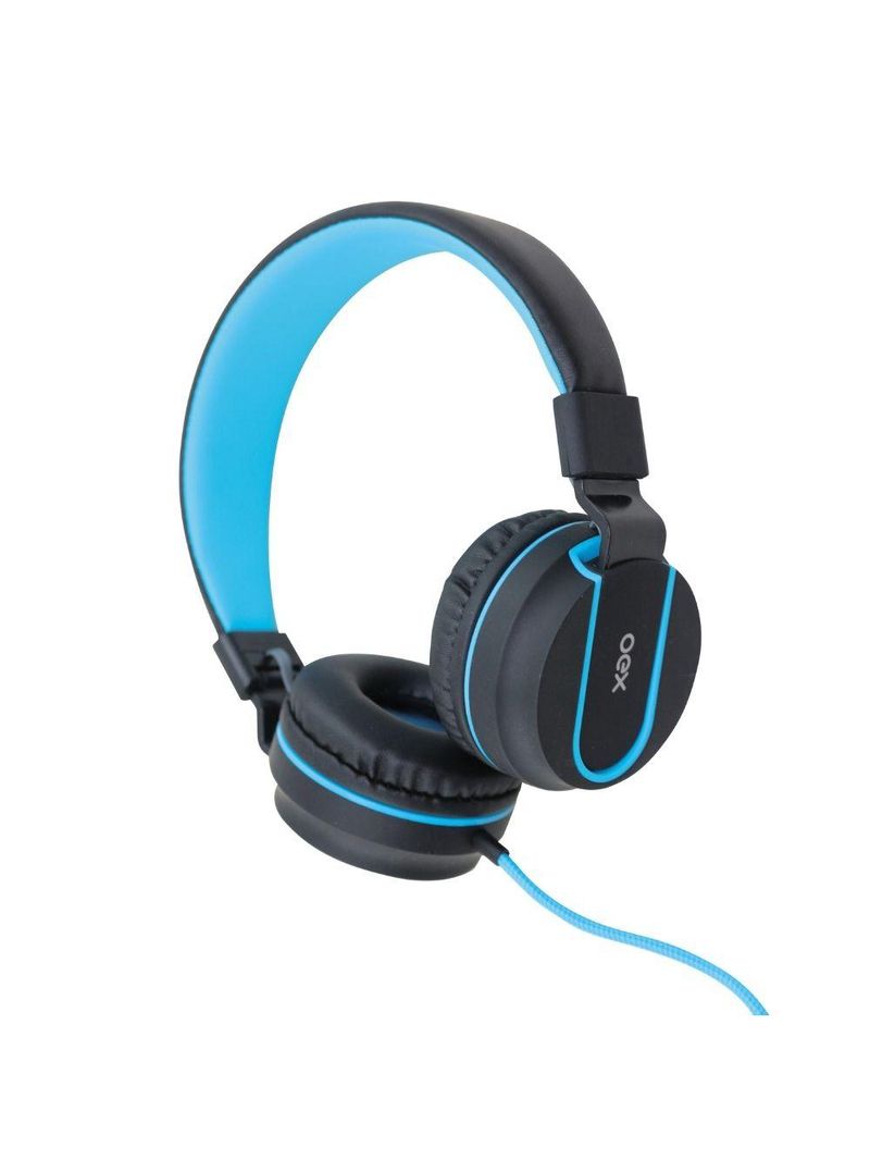 Fone de ouvido com microfone oex neon hs106 - preto e azul