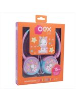 Fone de ouvido infantil giratórios oex kids unicornio hp304 - 85db rosa
