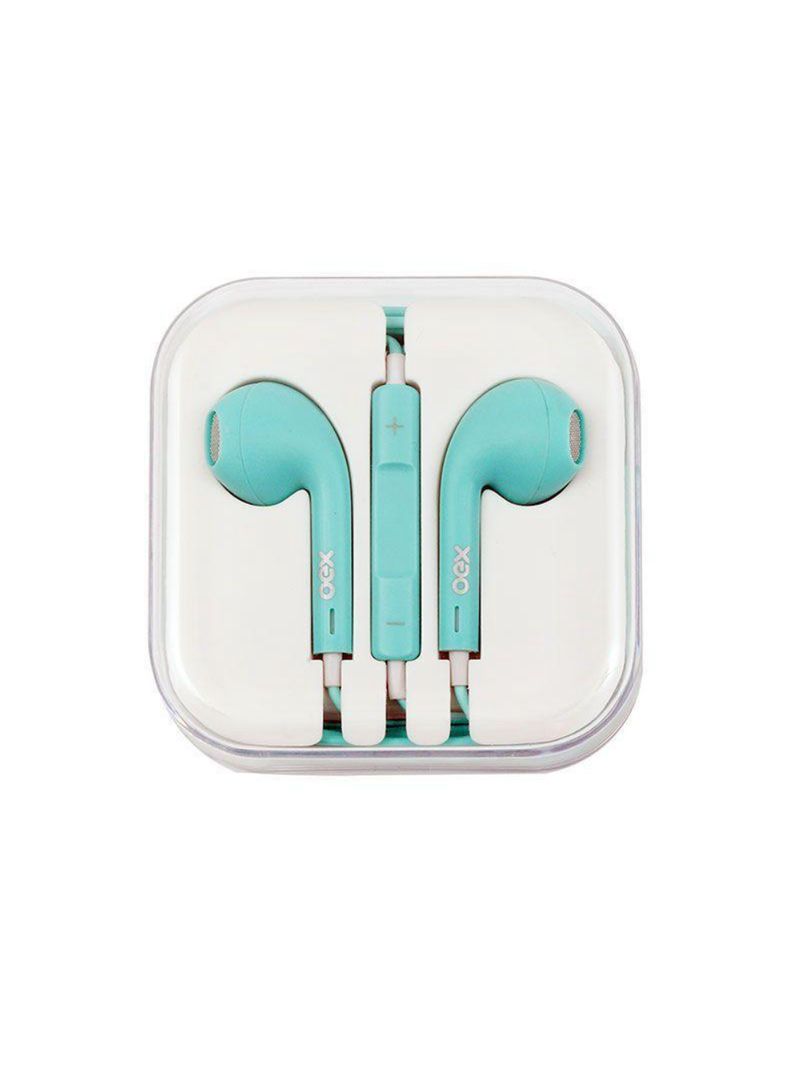 Fone de ouvido intra auricular com microfone oex colormood candy fn204 - azul (tom pastel)