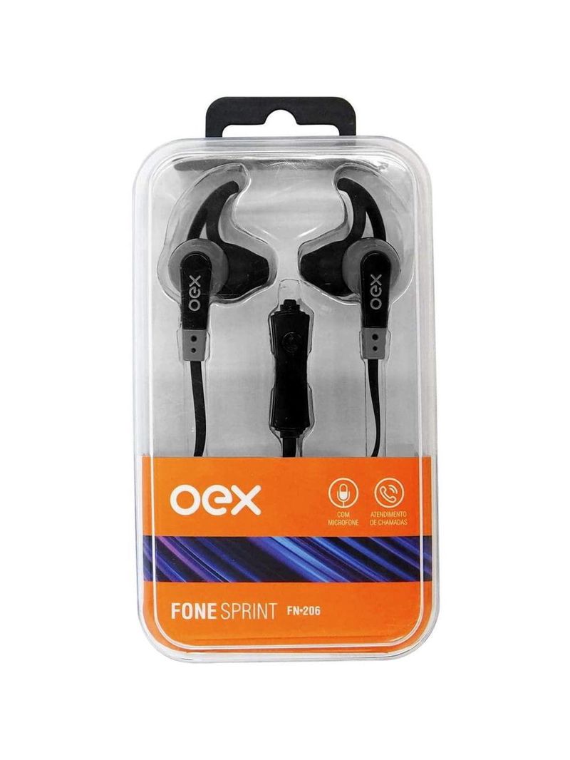 Fone de ouvido intra auricular esportivo com microfone oex sprint fn206 - cinza