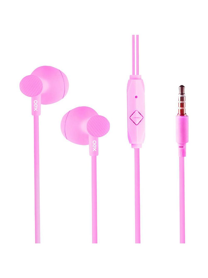 Fone de ouvido sweet com microfone - oexteen fn301 - rosa