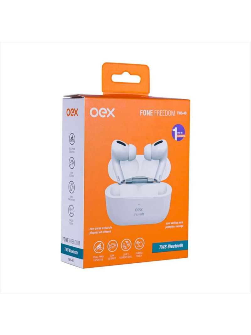 Fone de ouvido tws bluetooth branco