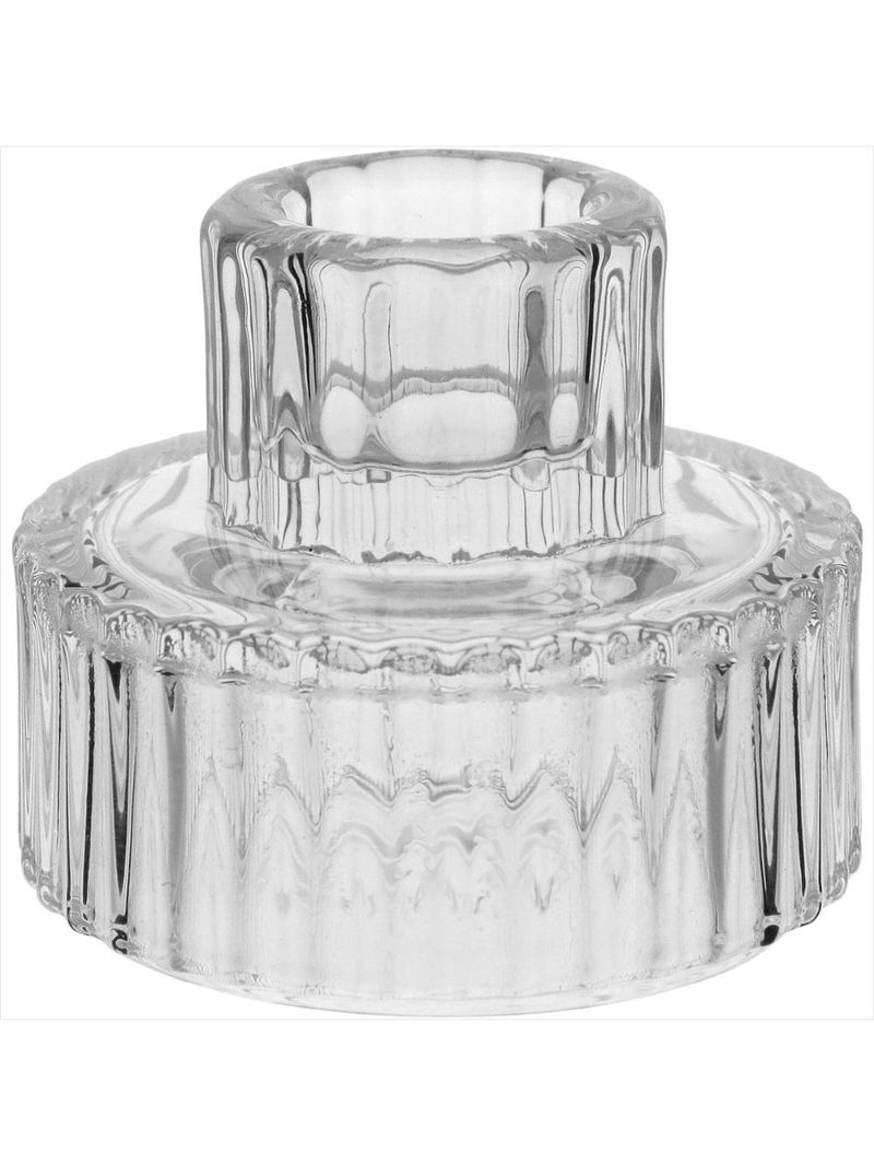 Castiçal vidro 6x6x6cm transparente