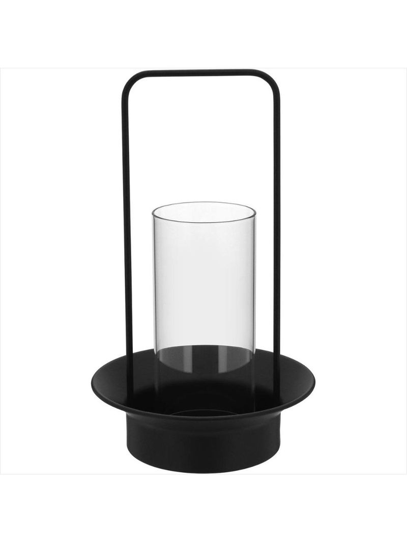 Castiçal metal 32-19-19 centímetros preto