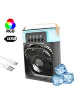 Ventilador Portátil Iluminação Umidificador Climatizador Usb De Mesa Branco
