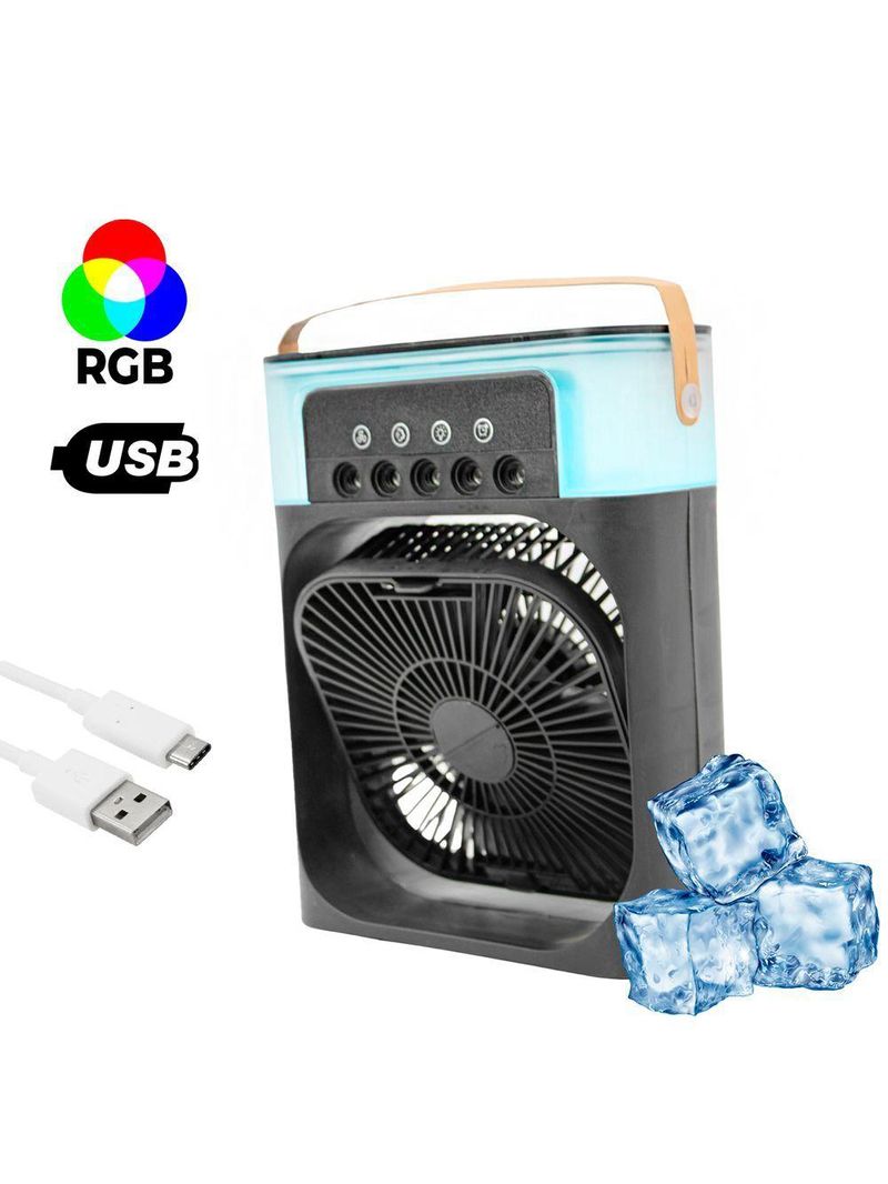 Ventilador Portátil Iluminação Umidificador Climatizador Usb De Mesa Branco