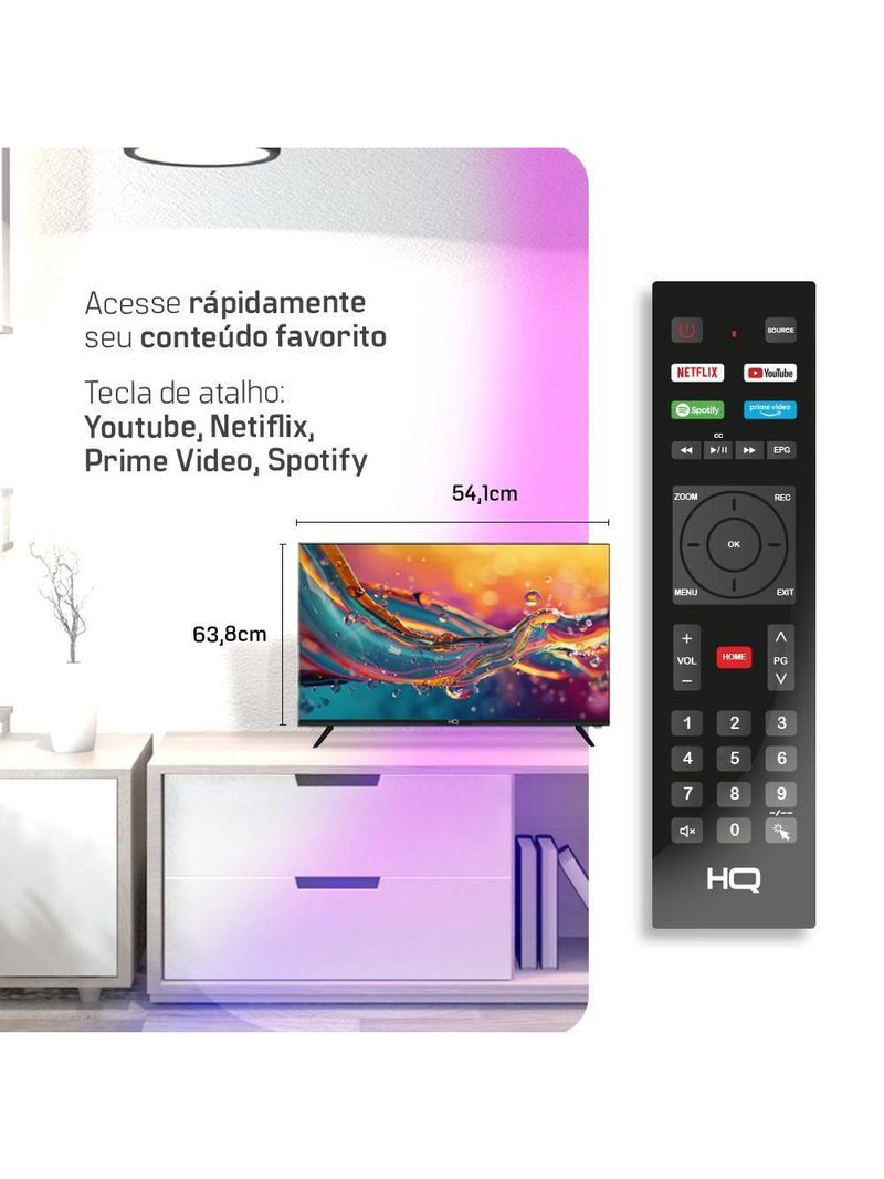 Smart HQ 24 HD Tela Sem Bordas Sistema Design Slim HQS24NKHM Bivolt