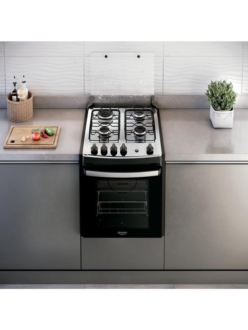 Fogão 4 Bocas Embutir Dako Supreme Mesa De Inox Preto Bivolt
