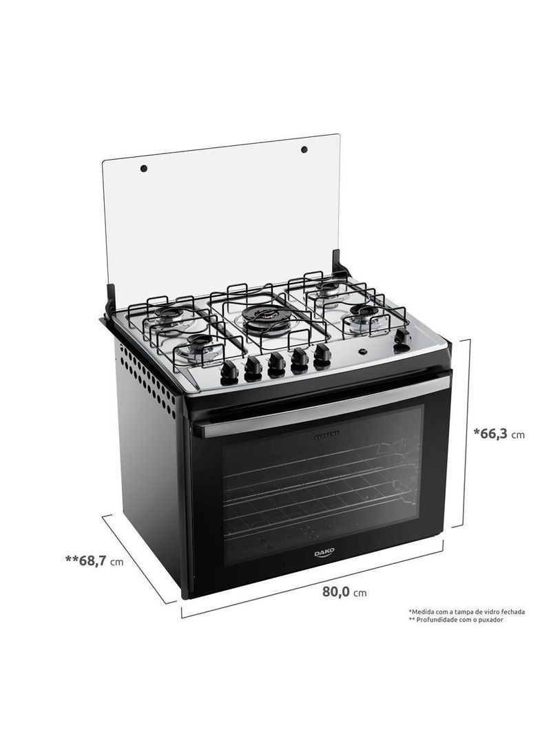 Fogão 5 Bocas Embutir Dako Supreme Mesa De Inox Bivolt