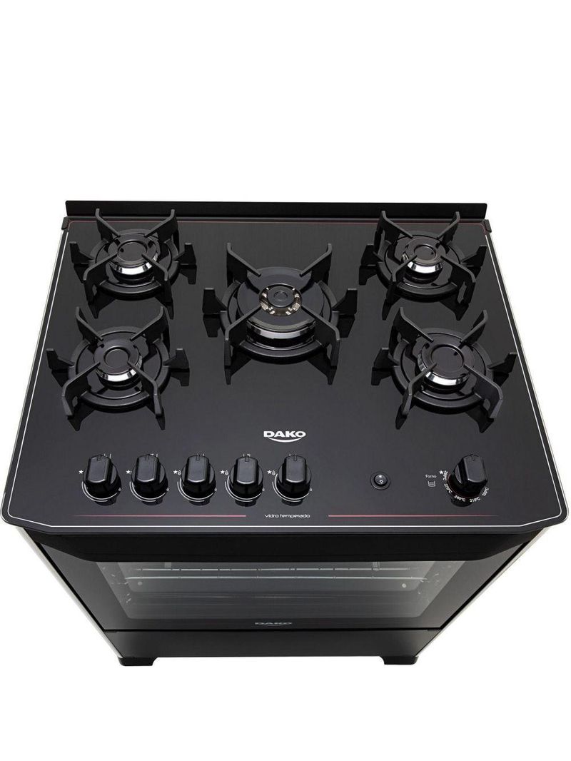 Fogão 5 Bocas Dako Magister Preto Tripla Chama Bivolt