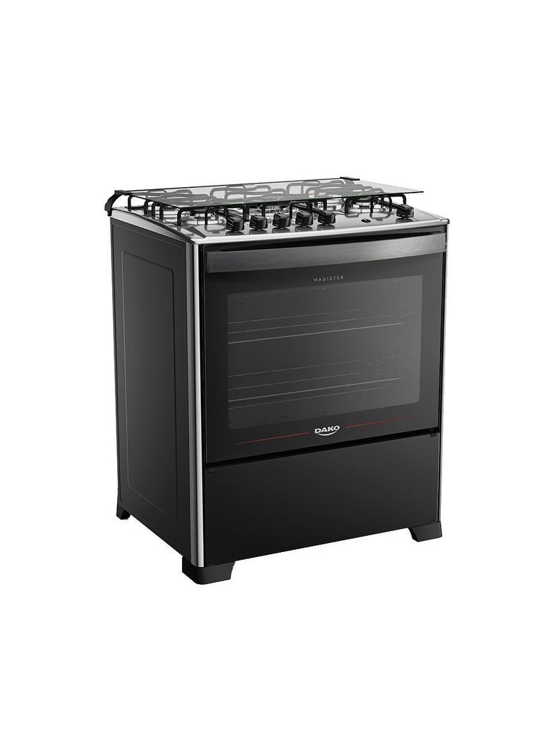 Fogão 5 Bocas Preto Com Mesa De Inox Dako Magister Bivolt