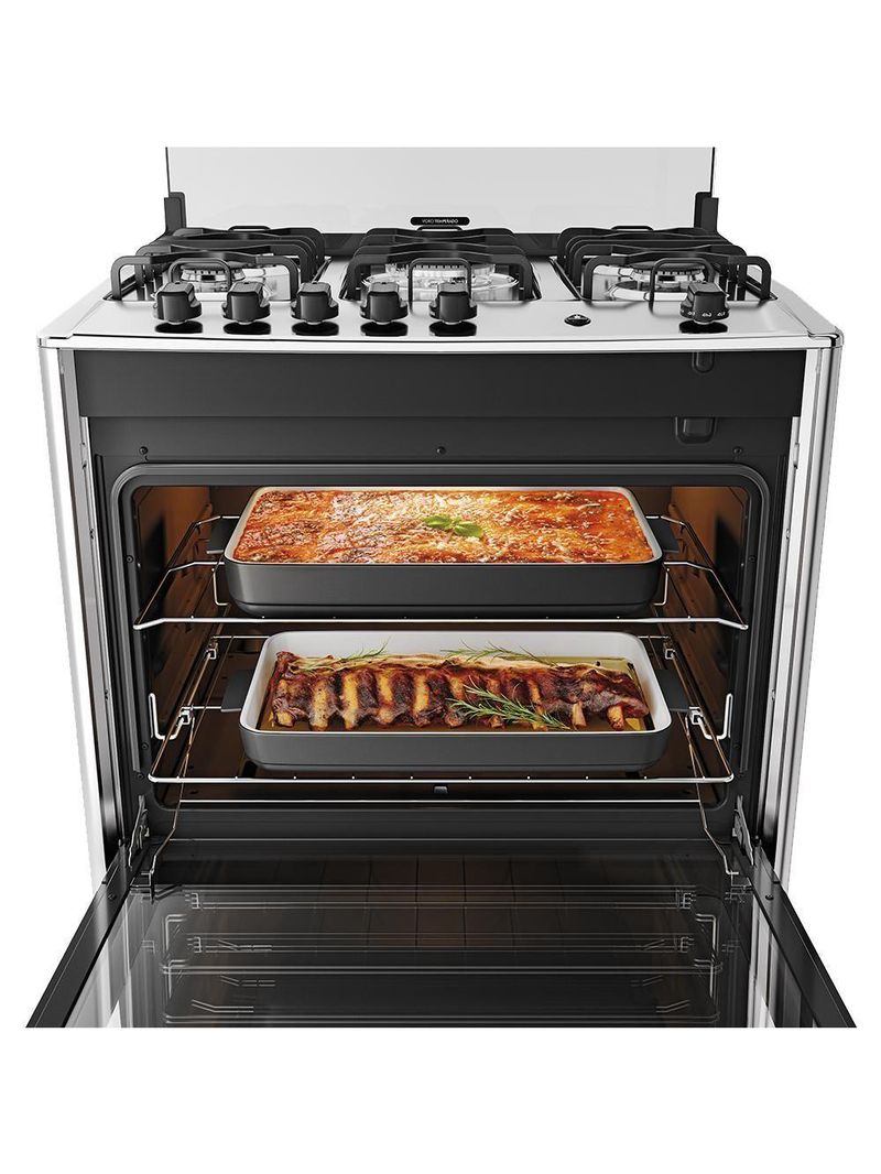 Fogão 5 Bocas Preto Com Mesa De Inox Dako Magister Bivolt