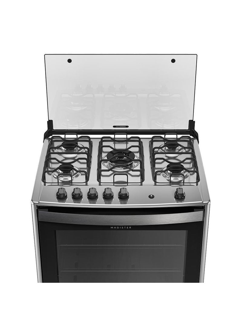 Fogão 5 Bocas Preto Com Mesa De Inox Dako Magister Bivolt