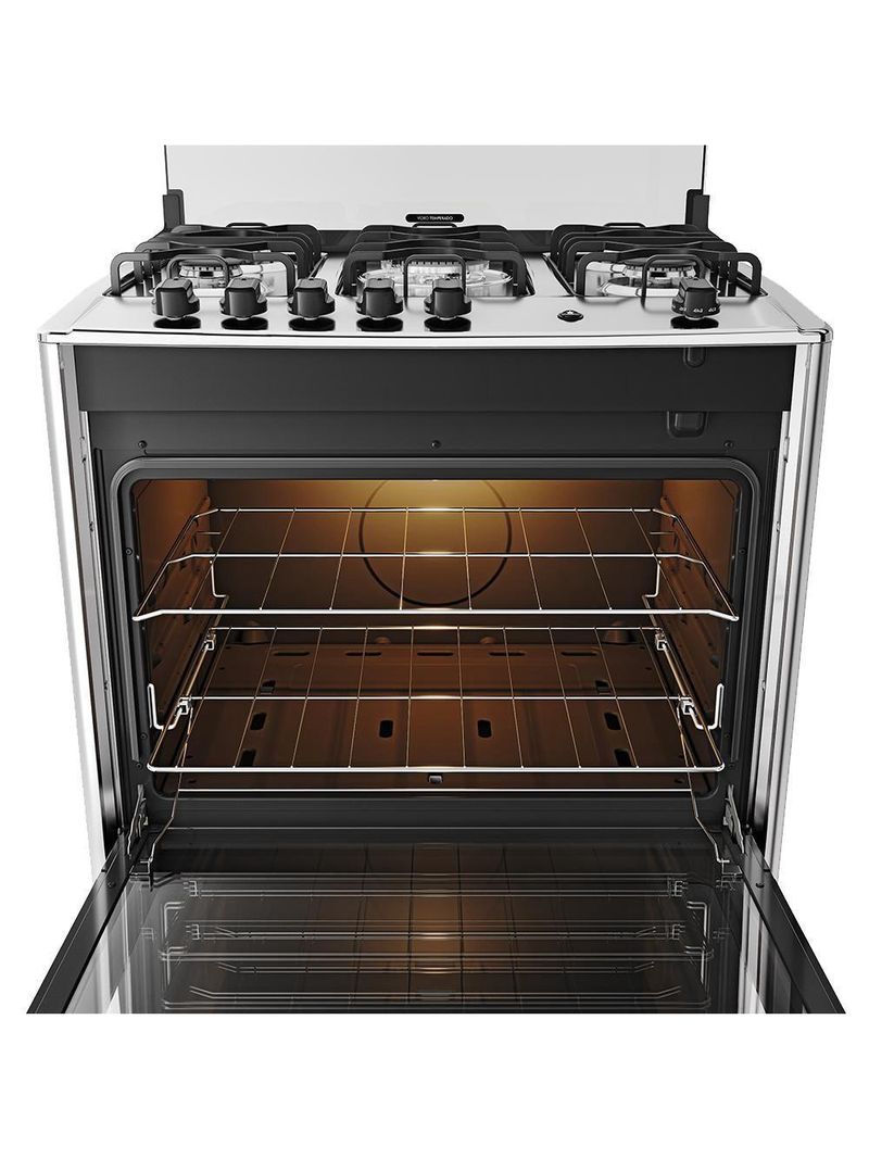 Fogão 5 Bocas Preto Com Mesa De Inox Dako Magister Bivolt