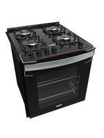 Fogão De Embutir 4B Preto Com Mesa De Vidro Dako Bivolt