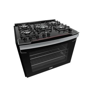 Fogão De Embutir 5 Bocas Preto Com Mesa De Vidro Dako Diplomata Bivolt