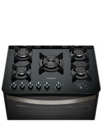 Fogão Esmaltec Esmeralda 5B Preto Timer Grill Elétrico