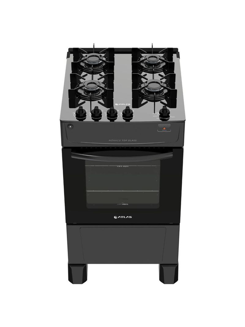 Fogão 4 Bocas Mônaco Top Glass Atlas Eletrodomésticos Bivolt