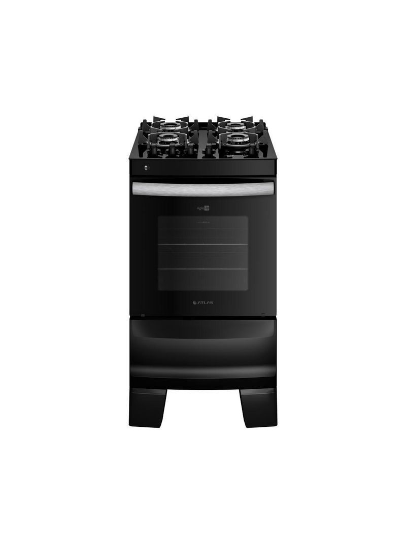 Fogão 4 Bocas Preto Com Mesa De Vidro Atlas Agile Up Bivolt