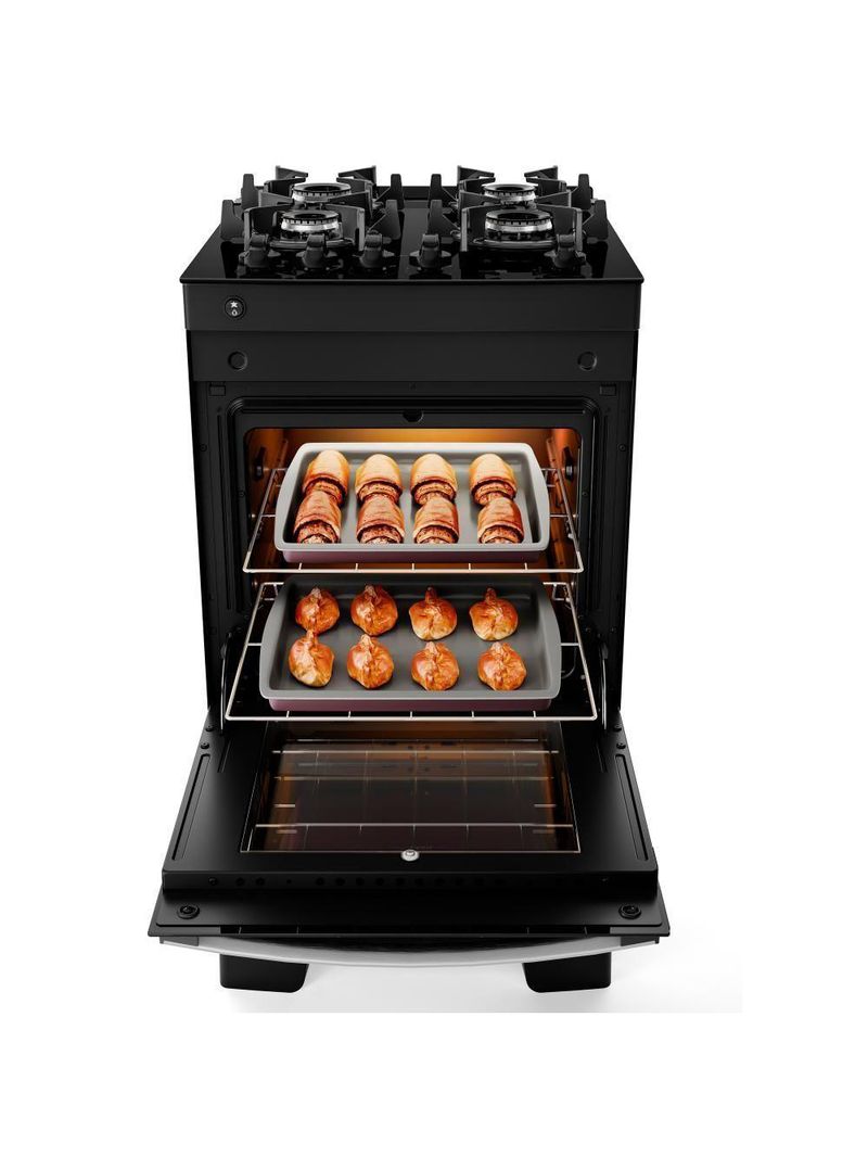 Fogão 4 Bocas Preto Com Mesa De Vidro Atlas Agile Up Bivolt