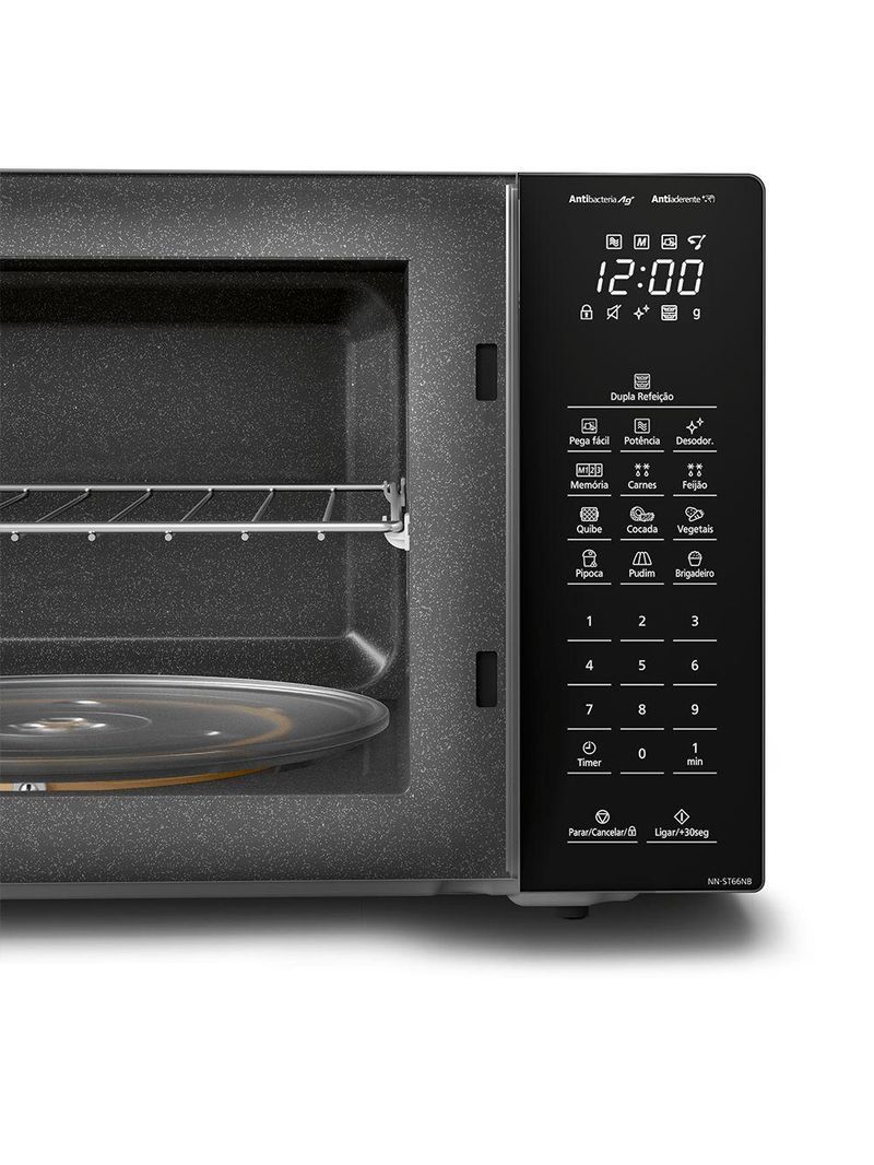 Microondas Panasonic Dupla Refeição 34L Black Glass NN-ST66NBRU 220V