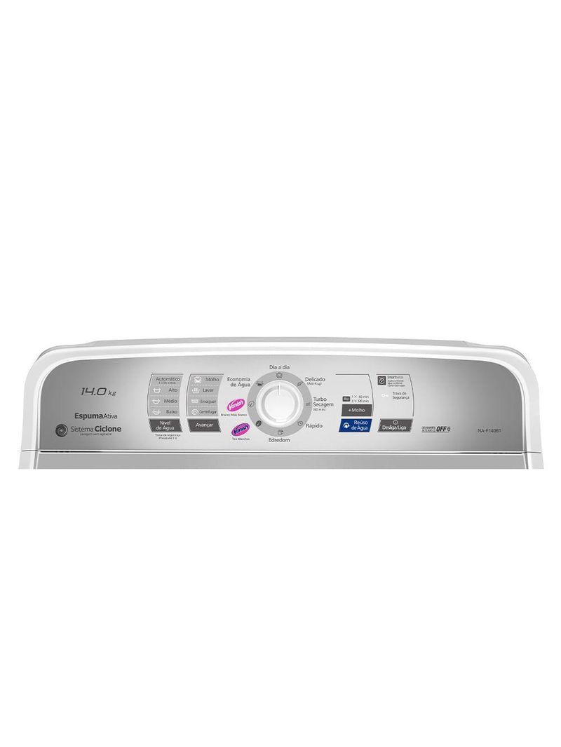 Máquina de Lavar Panasonic Função Vanish Branco Mais Branco 14kg - NA-F140B1W 220V