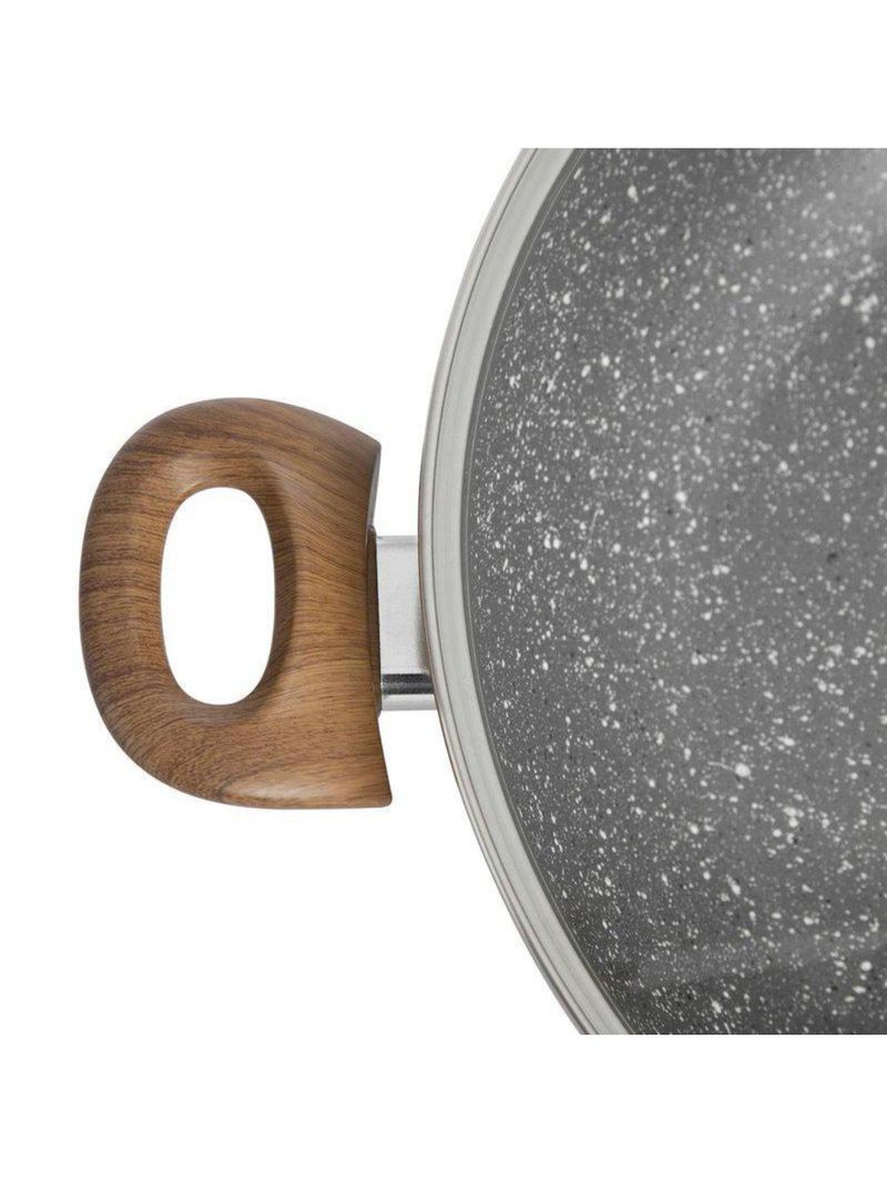 Frigideira wok com tampa stone wood 5 2 litros   tognana