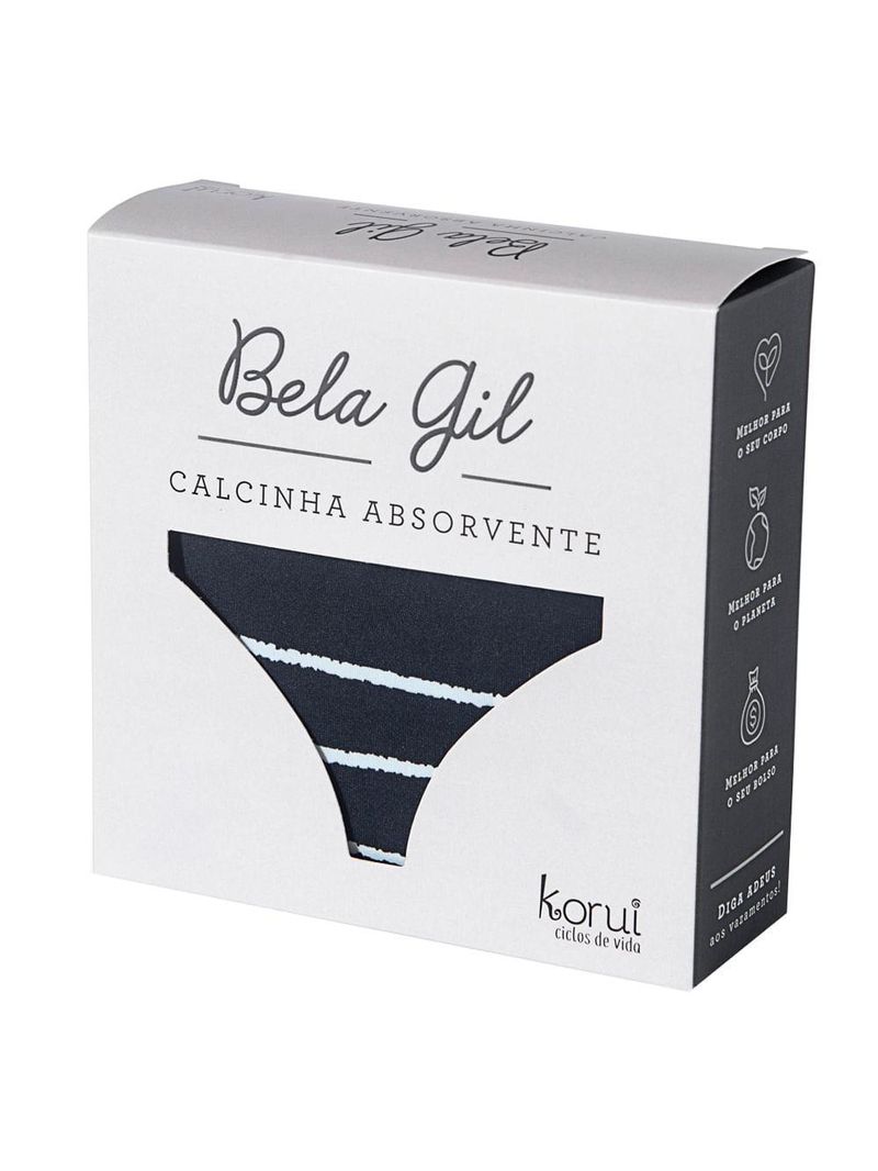 Calcinha absorvente bela gil korui - preta e branca